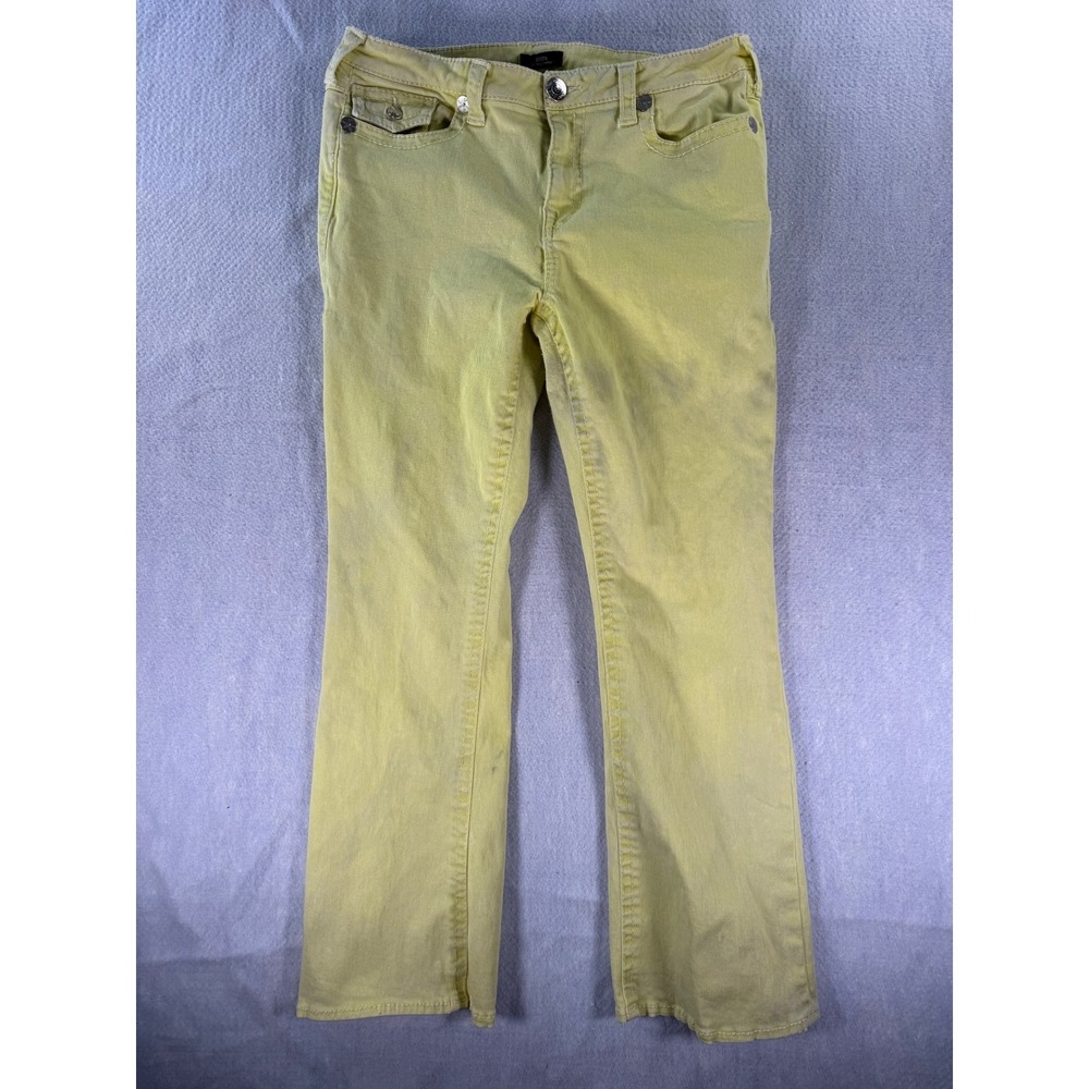 True Religion Becca Mid Rise Bootcut Jeans Yellow Cotton Size 34 Womens